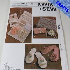Kwik Sew 1945 Clothing Sewing Pattern NEW UNCUT Slippers, Jewelry Case, travel